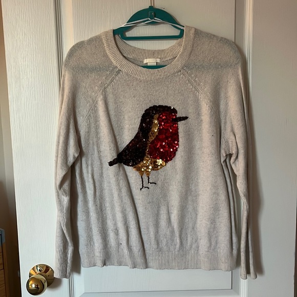 H&M sequined bird Christmas Sweater size L - Picture 1 of 5